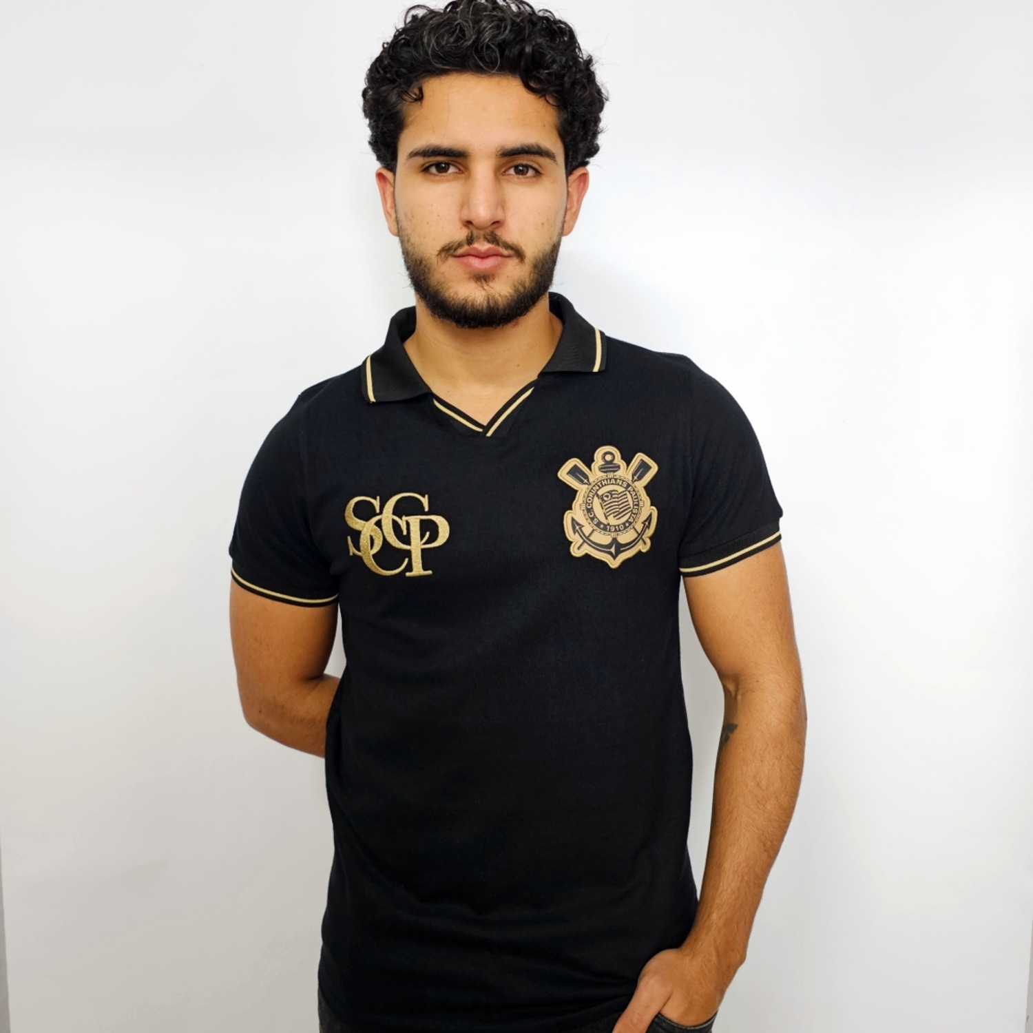 Camisa Corinthians Polo SCCP Gold Coimbra Masculino - Foto 3