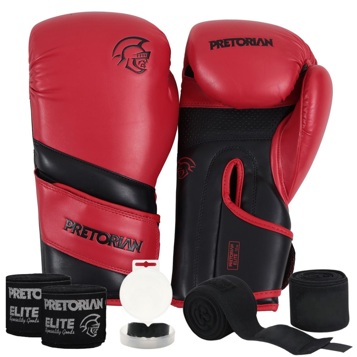 Kit Luva Boxe Muay Thai Elite Pretorian + 2 Par Bandagem + Bucal - Foto 1