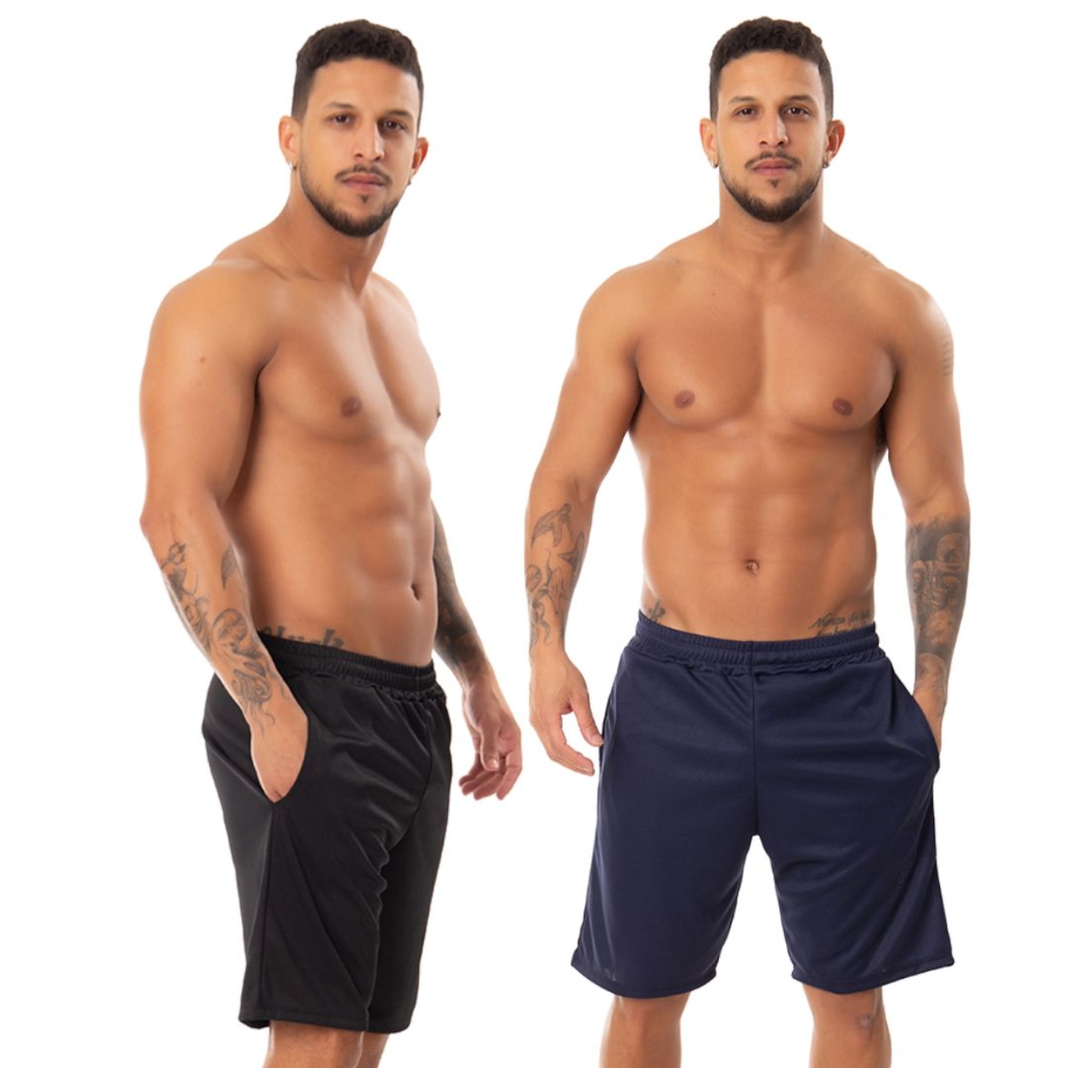 Kit 2 Bermuda Helanca Academia Corrida Esportiva Bolso Masculina - Foto 1