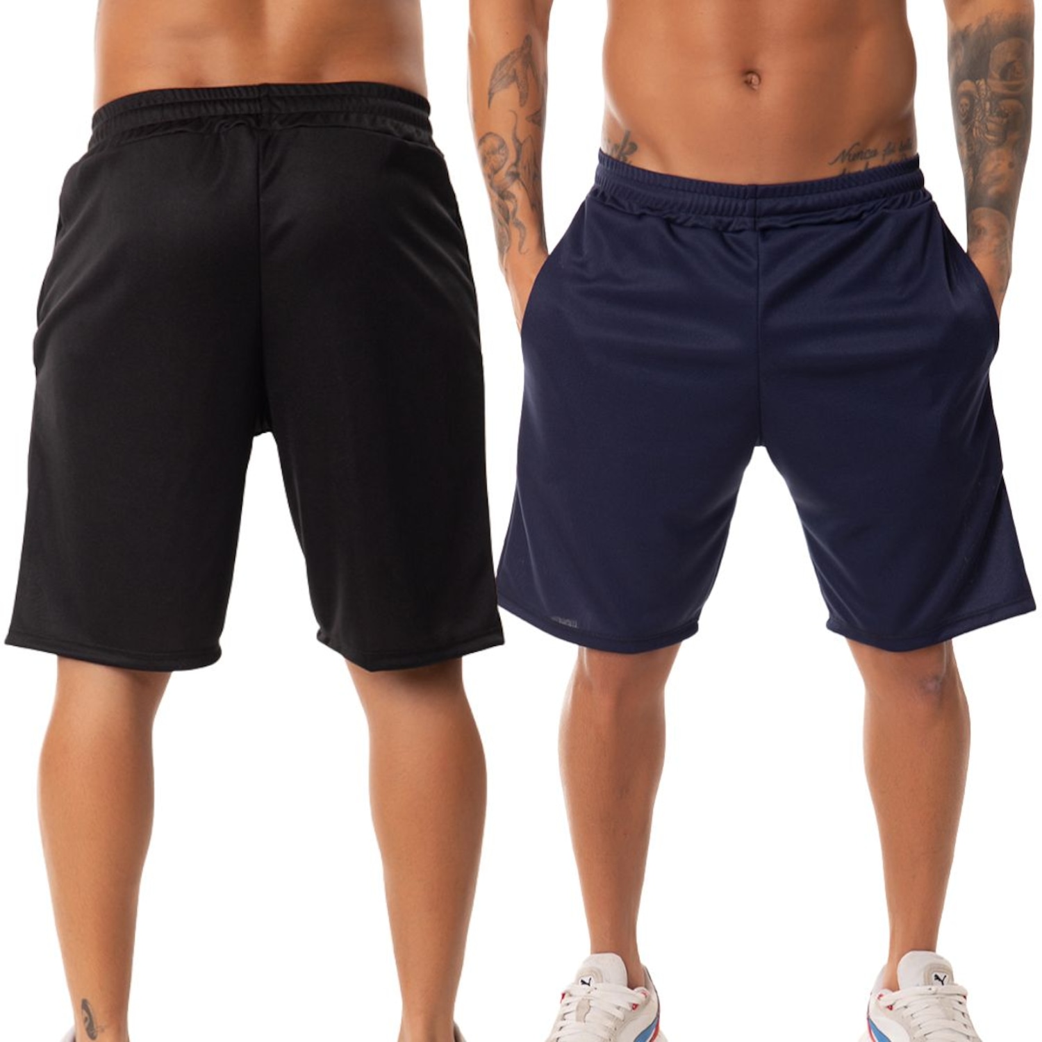 Kit 2 Bermuda Helanca Academia Corrida Esportiva Bolso Masculina - Foto 3