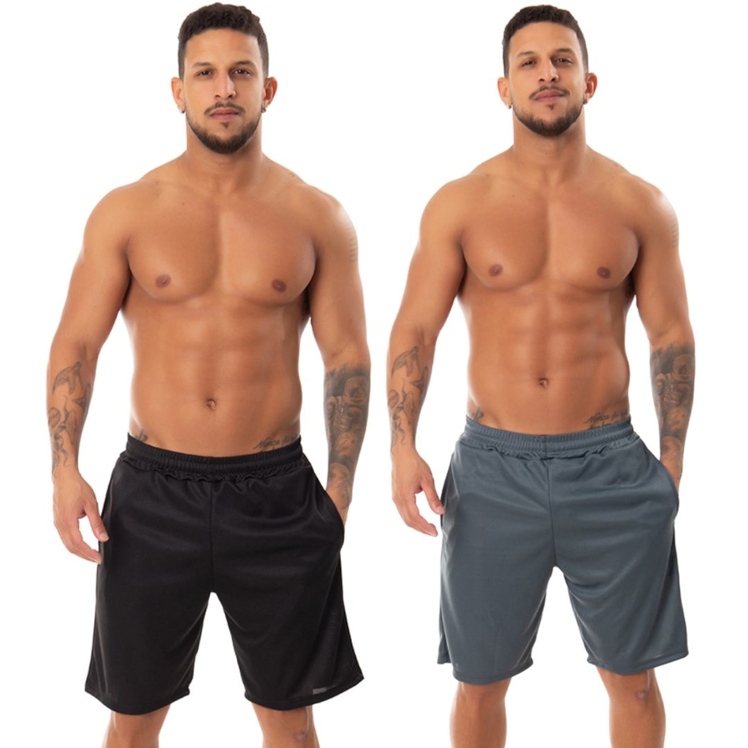 Kit 2 Bermudas Helanca Esportiva Fristyle Com Bolso Masculina - Foto 1