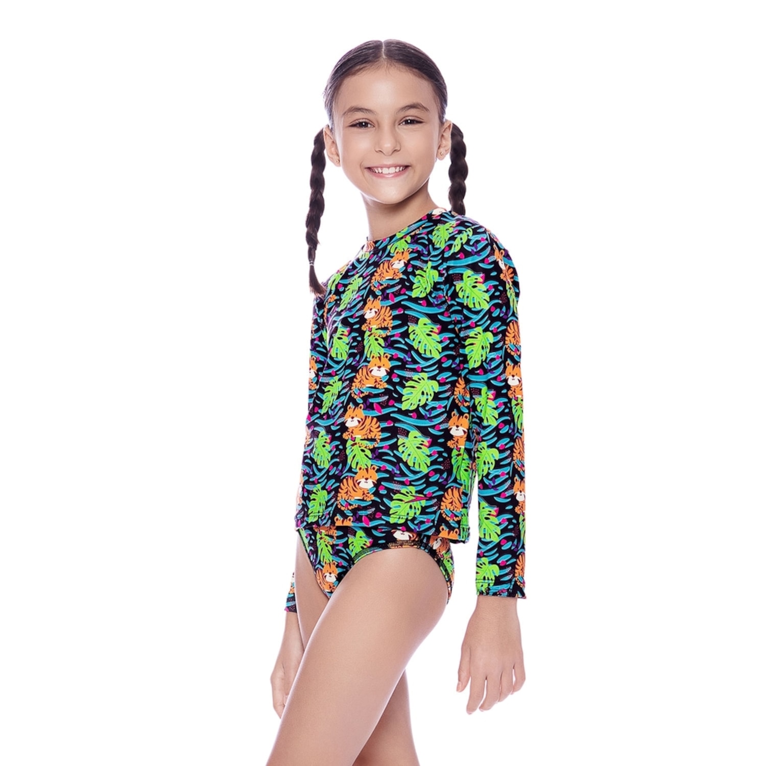 Camiseta Infantil Speedo Manga Longa Jungle Tiger - Foto 1