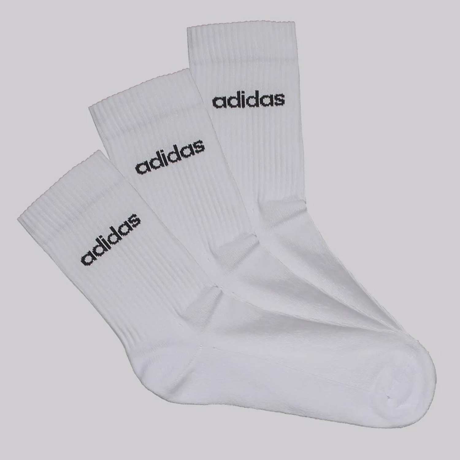 Kit 3 Pares de Meia Cano Alto adidas Lin Crew Unissex - Foto 1