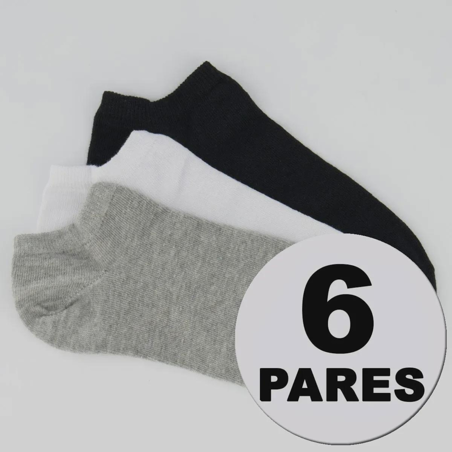Kit 6 Pares de Meia Sapatilha Cano Invisível Selene Unissex - Foto 1