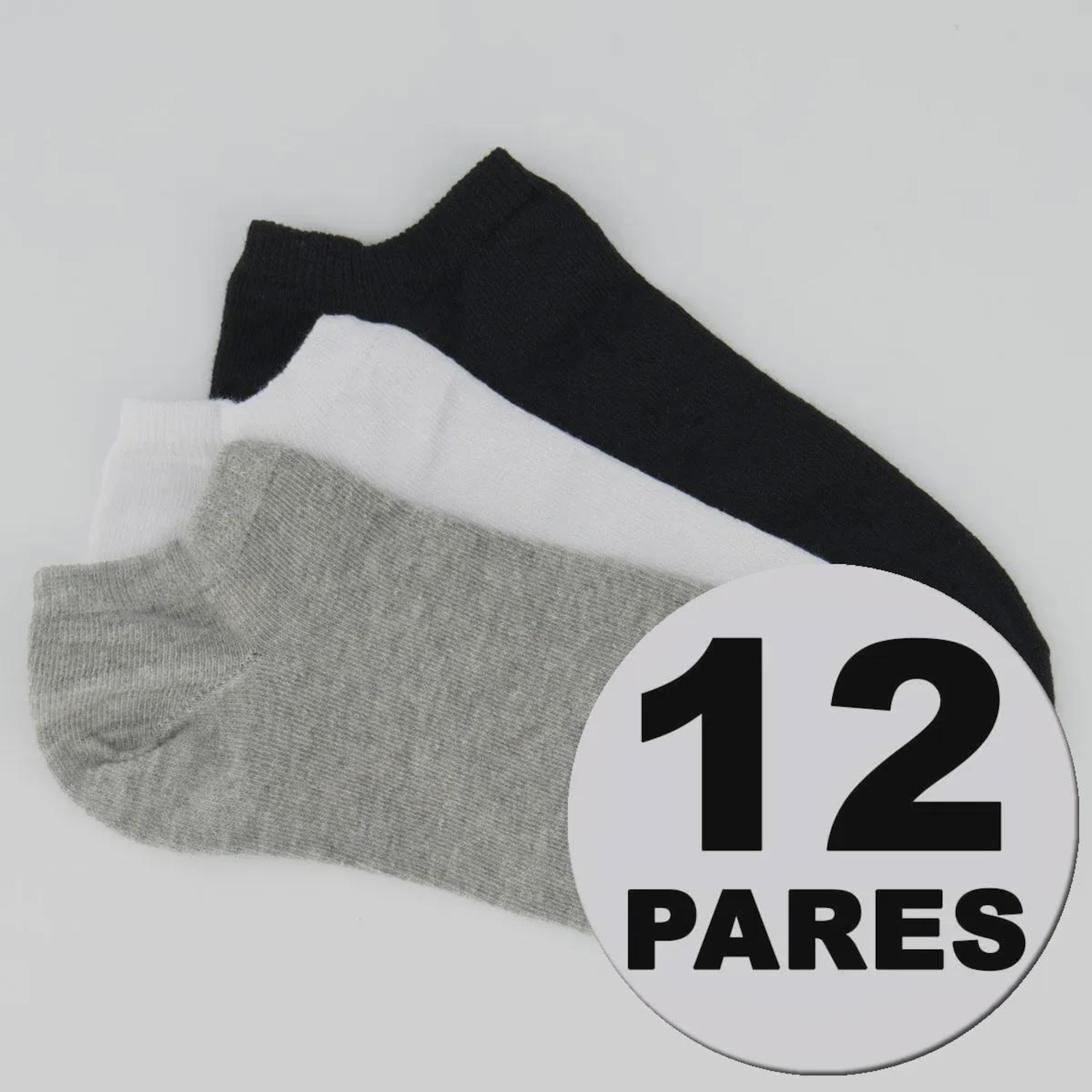 Kit 12 Pares de Meia Sapatilha Cano Invisível Selene Unissex - Foto 1