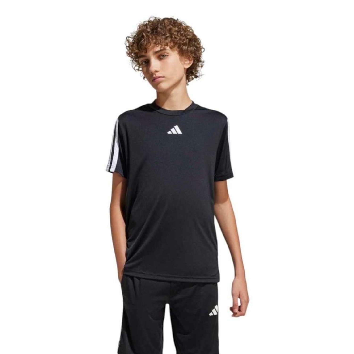 Camiseta adidas Train Essentials 3 Stripes Infantil - Foto 1