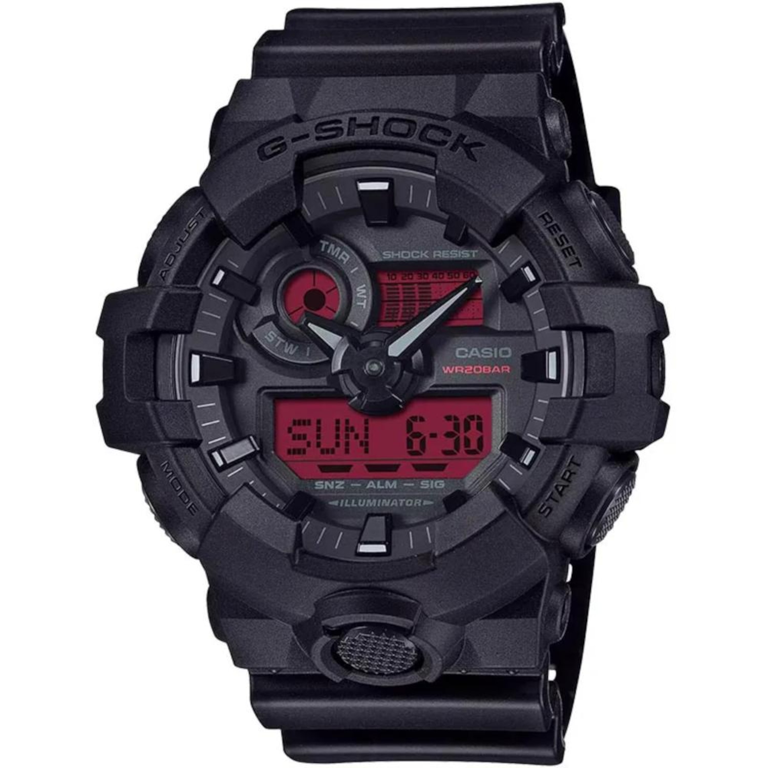 Relógio Casio G-Shock GA-700BBR-1ADR Black and Bold Red - G-Shock GA-700 - Foto 1