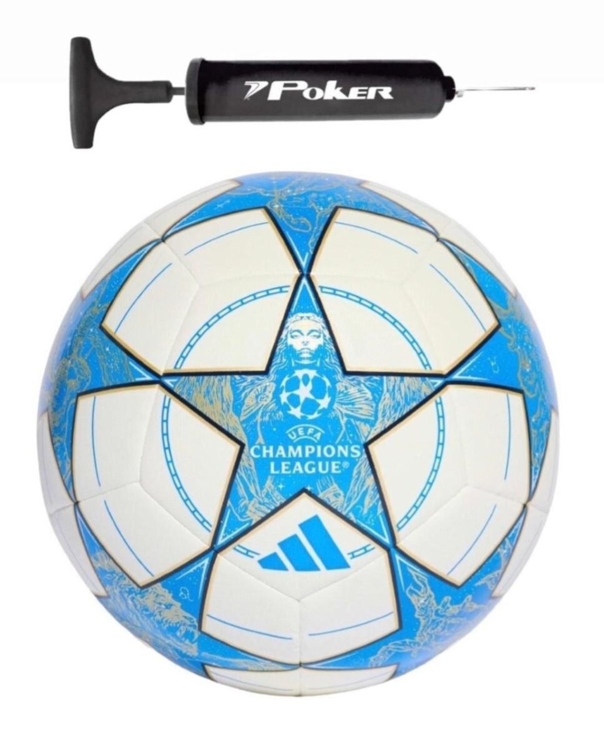 Kit Bola de Futebol de Campo Adidas UCL Champion League Training + Bomba de Ar Preta - Foto 1