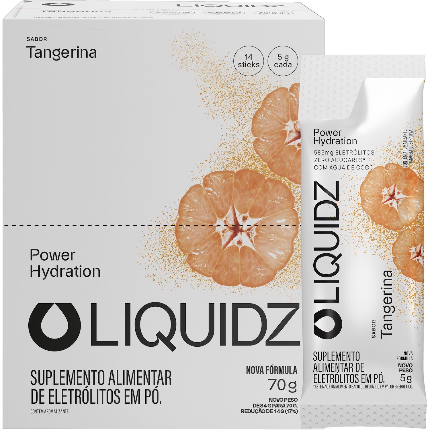 Eletrólitos Zero Açúcares Liquidz® Sabor Tangerina - Kit 1 Caixa - 14 sachês - Foto 1