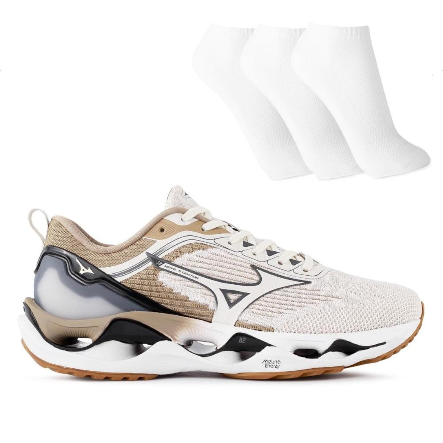 Tênis Mizuno Wave Stratos 3 Masculino + 3 Pares de Meias - Foto 1