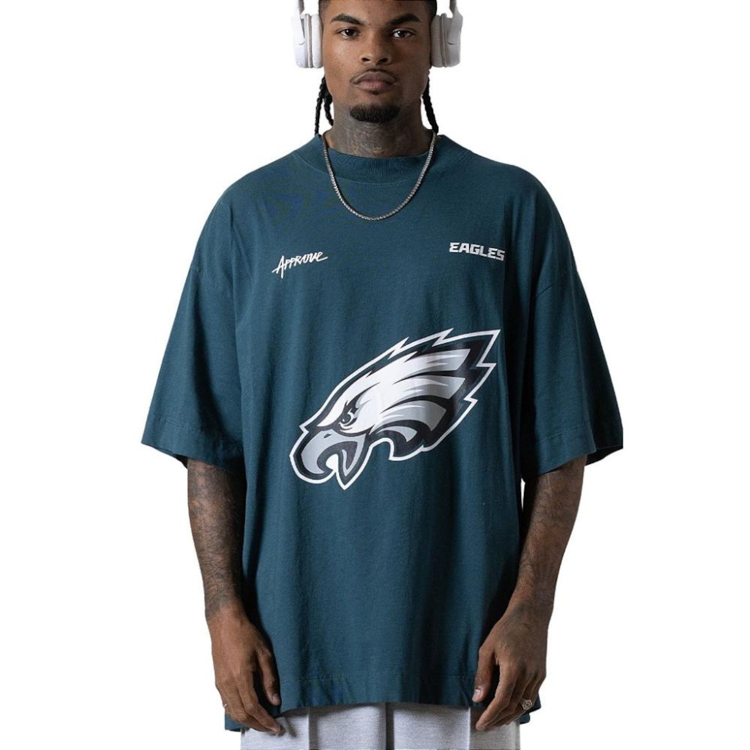 Camiseta Huge Oversized Masculina Approve x NFL II Eagles - Foto 1