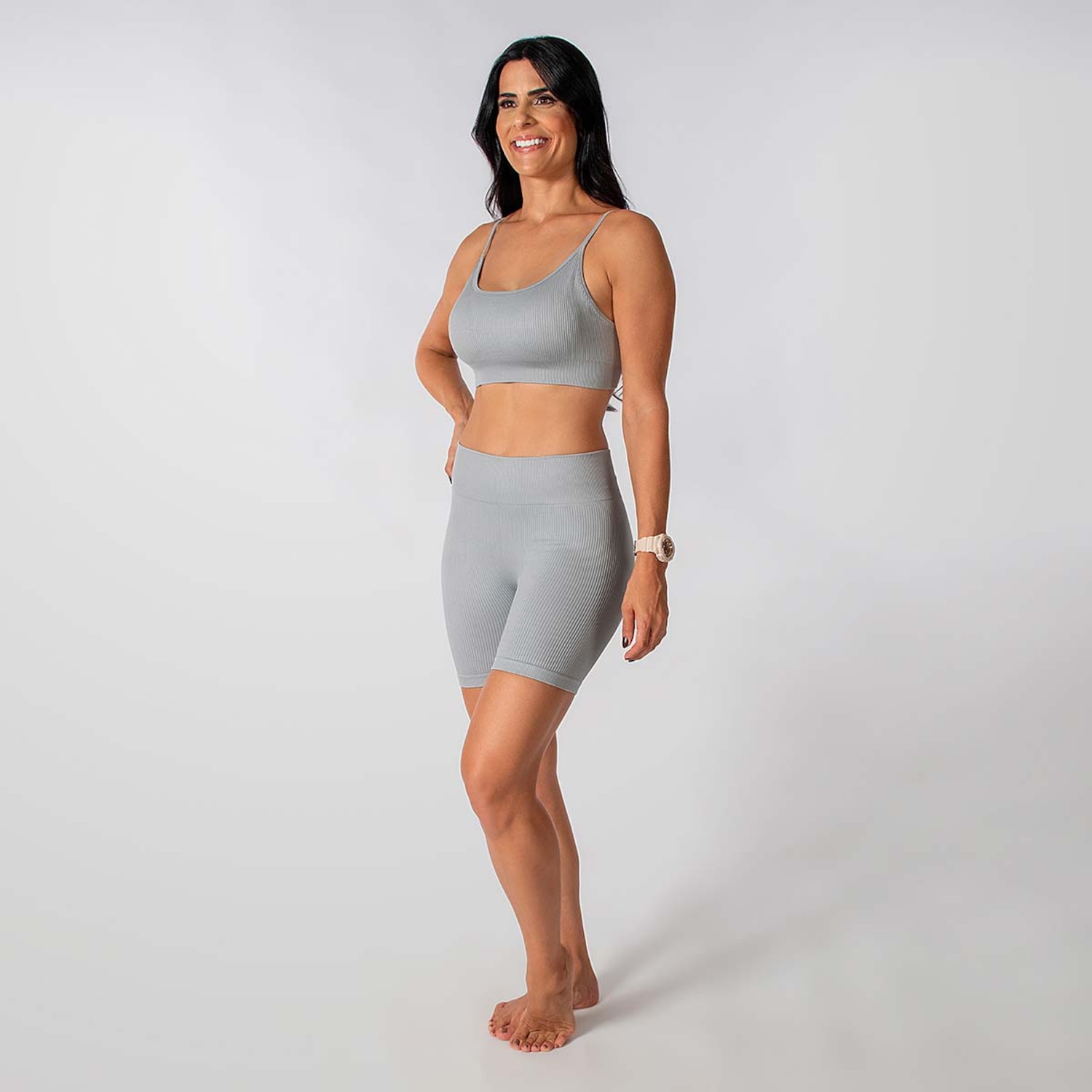 Conjunto Fitness Short Top Alça Regulavel Alma Genius Feminino - Foto 2