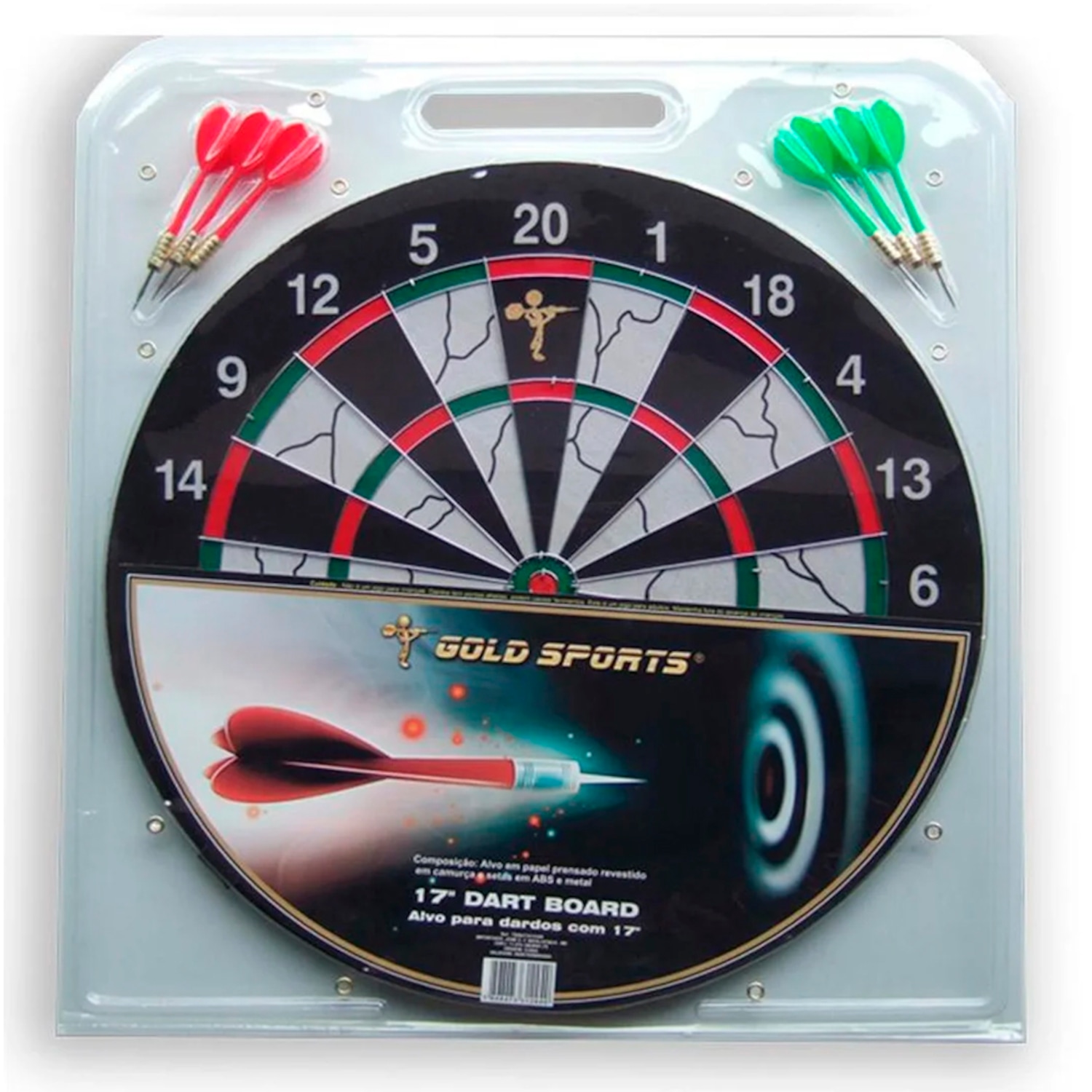 Jogo Dardo Gold Sports 17" Pro c/6 setas 6 gms - Foto 1