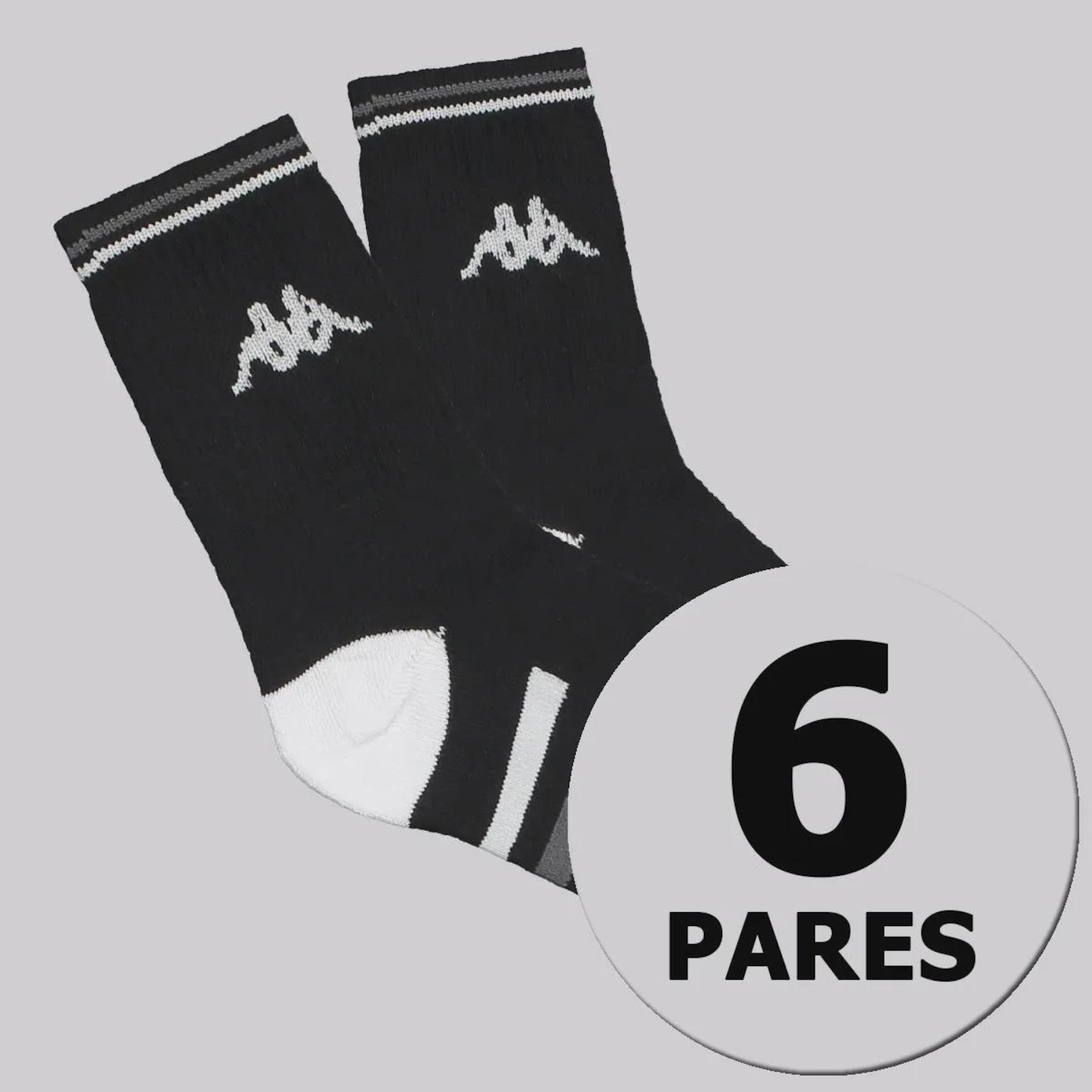 Meia Cano Médio  Kappa Comfort Unissex - 6 Pares - Foto 1