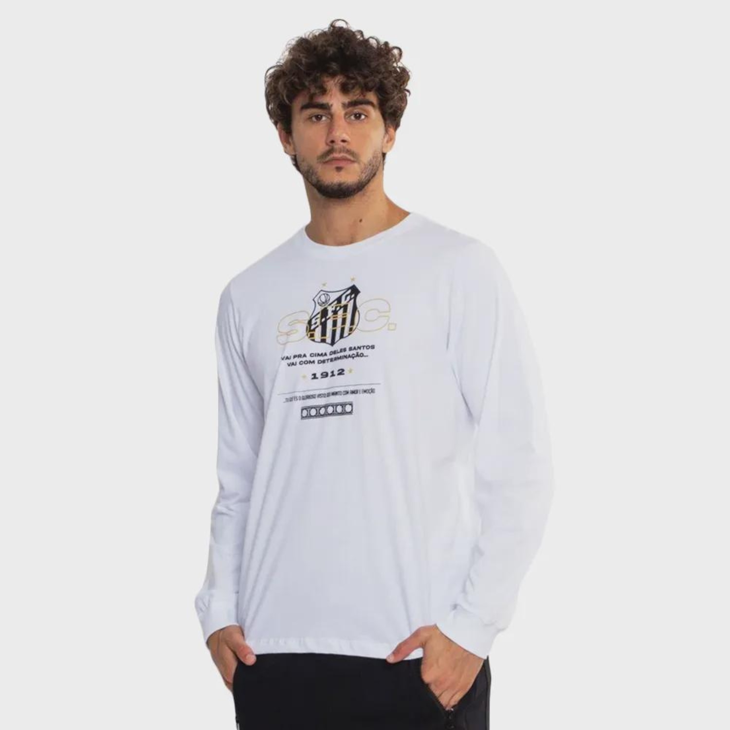 Camiseta Surf Center Manga Longa Santos Pra Cima Deles Masculina - Foto 1