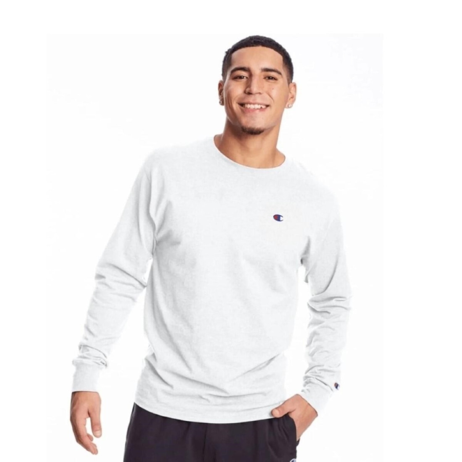 Camiseta Champion Manga Longa com Logo Bordado Masculina - Foto 1