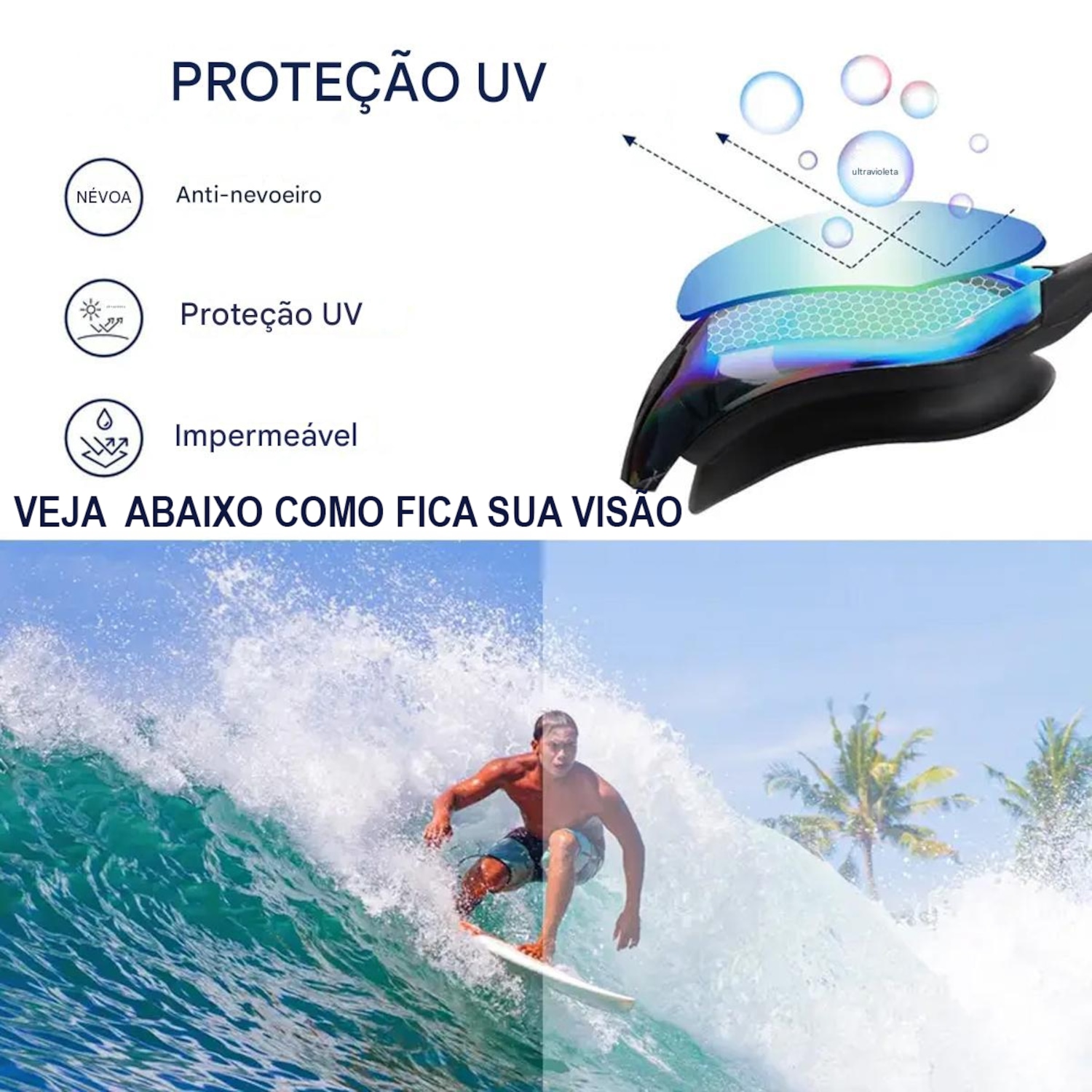 Óculos de Natação Gold Sports New Phoenix Pro Performance 9.0 High Definition Espelhado - Foto 3