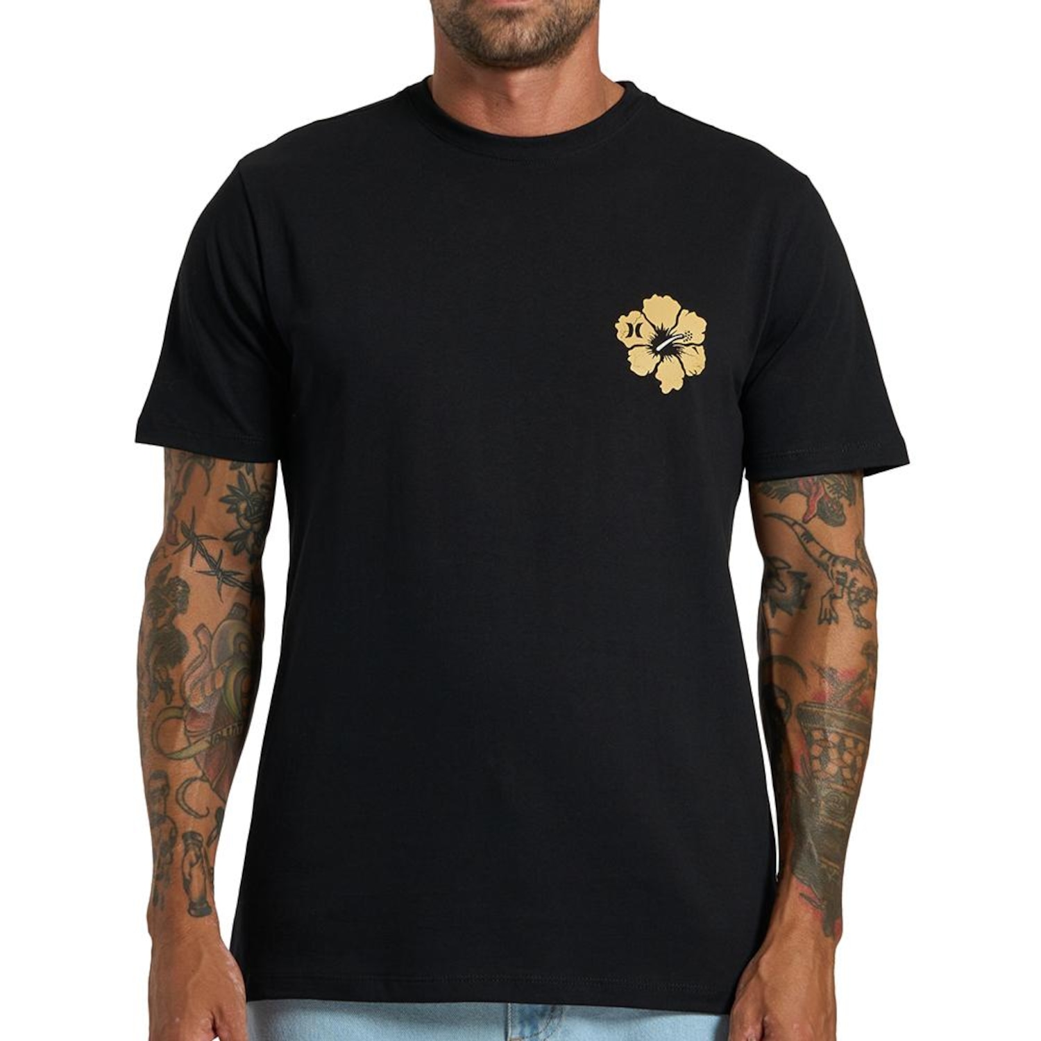 Camiseta Hurley Hibiskull SM26 Masculina Preto - Foto 1
