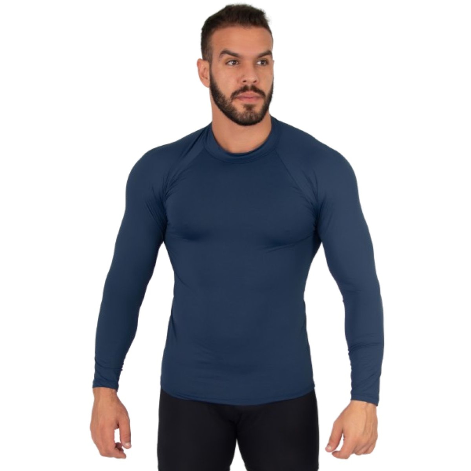 Blusa Térmica Proteção UV Poliamida Vekyo Frio Manga Longa Segunda Pele - Moda Fitness - Masculina - Foto 1