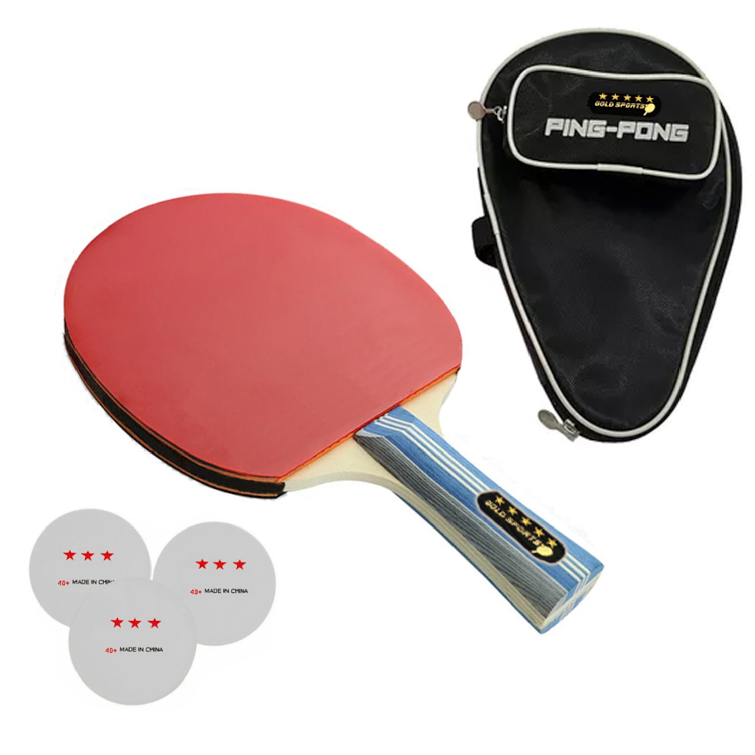 Kit Tênis de Mesa Gold Sports Venus com 1 raquete 5 Estrelas + 3 Bolas + 1 Raqueteira - Foto 1