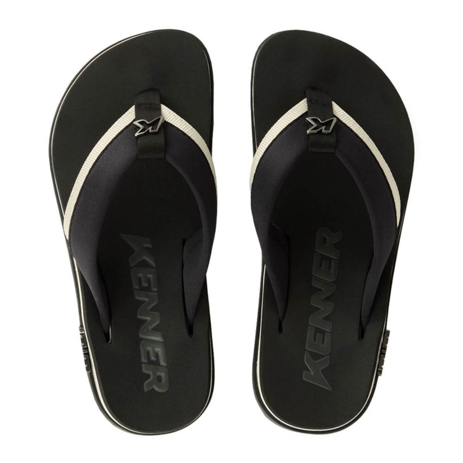 Chinelo Kenner Kivah Colors Masculino - Preto e Branco - Foto 1