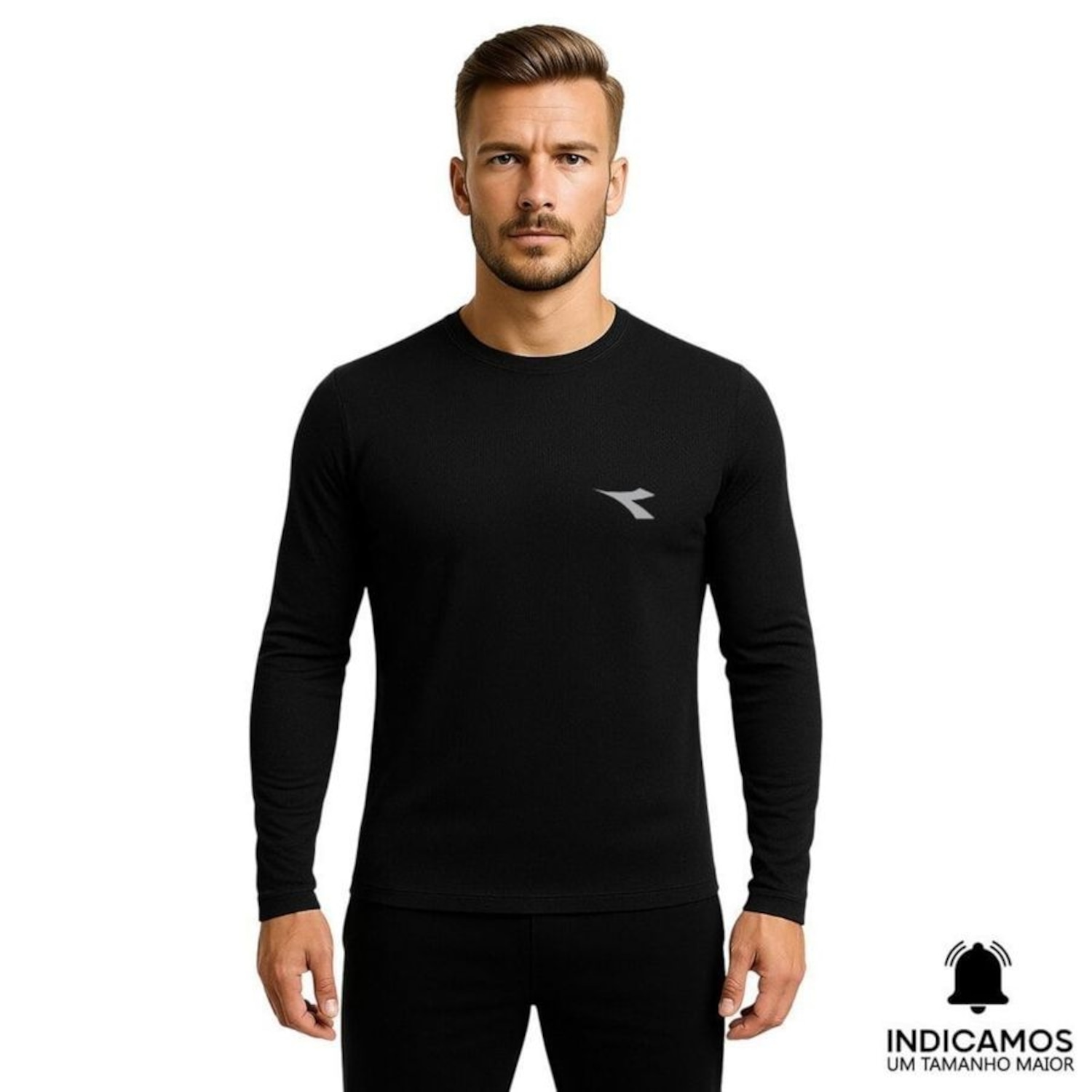 Camisa Diadora ML Small Logo EXC Masculina - Foto 1
