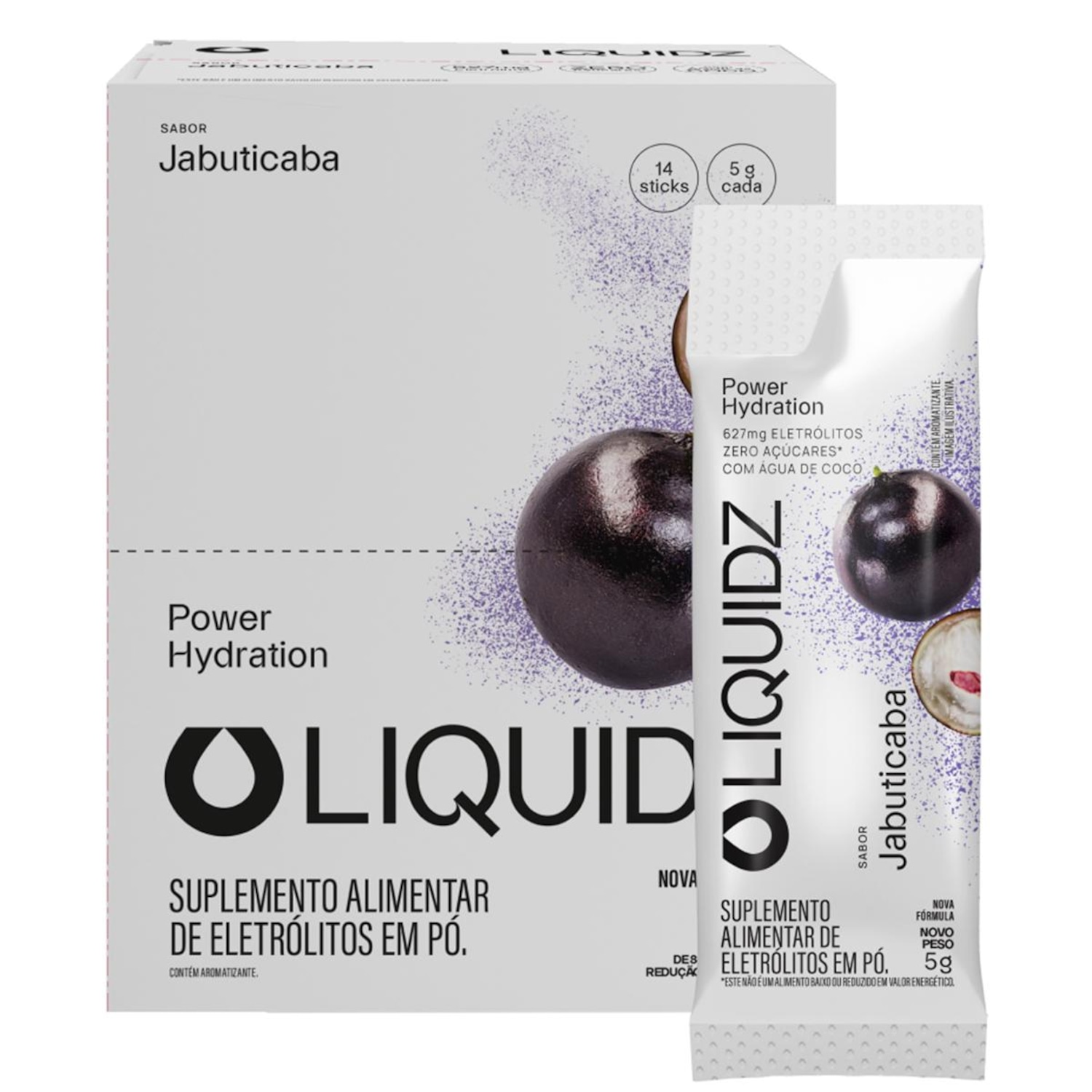 Eletrólitos LIQUIDZ® Zero Açúcares Sabor Jabuticaba - Kit 1 Caixa com 14 sachês - Foto 1