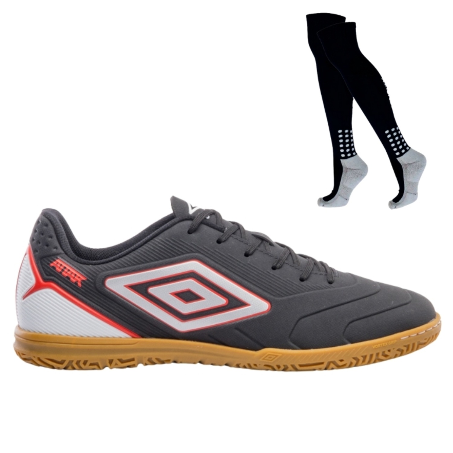 Chuteira Futsal Adulto Umbro Attak III + ! Par de Meião - Foto 1