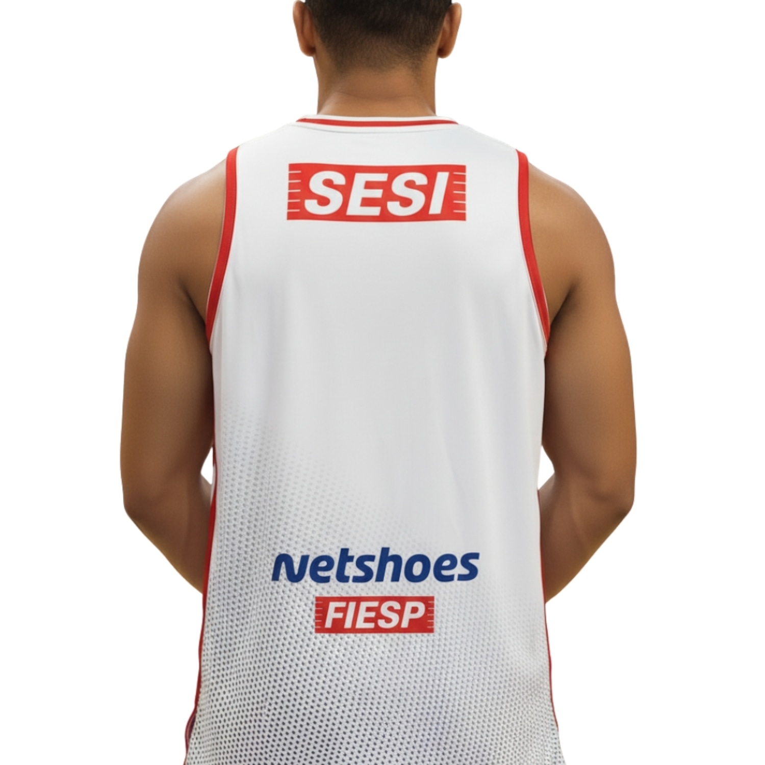 Regata Larulp Sesi Franca Basquete Jogador Branco - Masculino - Foto 2