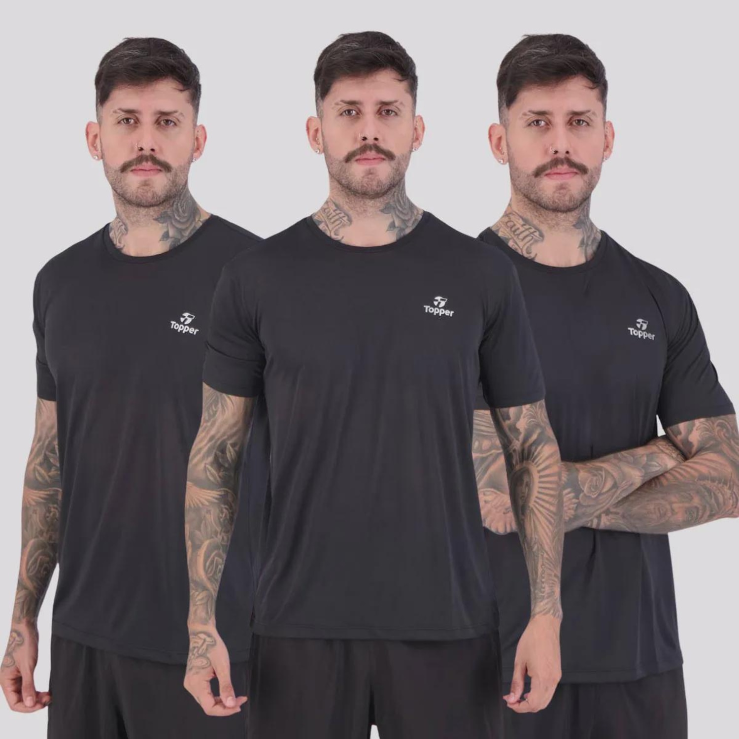 Kit 3 Camisetas Topper Spirit Masculina - Foto 1