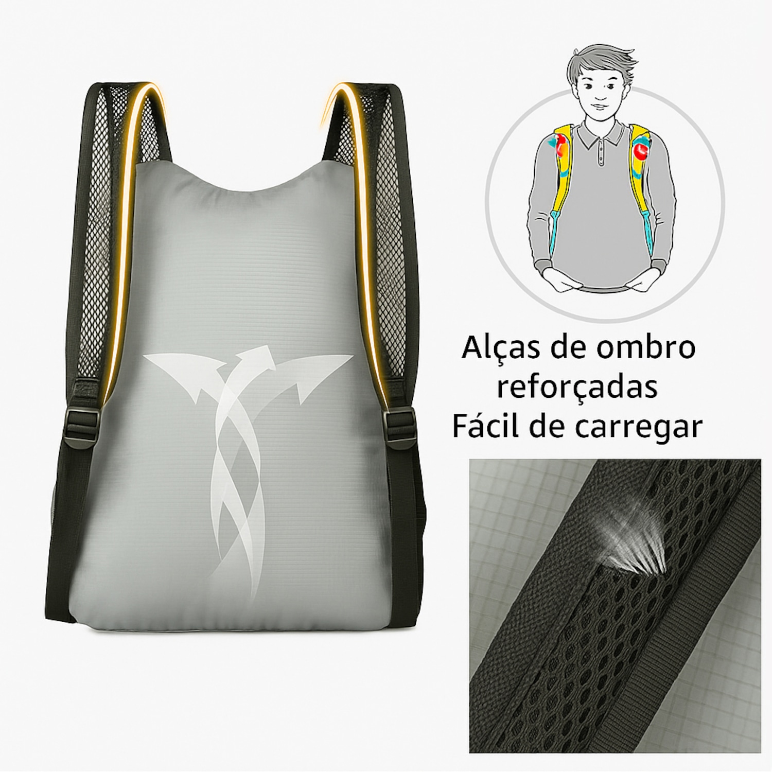 Mochila Gold Sports Dobrável Portátil Premium 20 litros - Foto 3