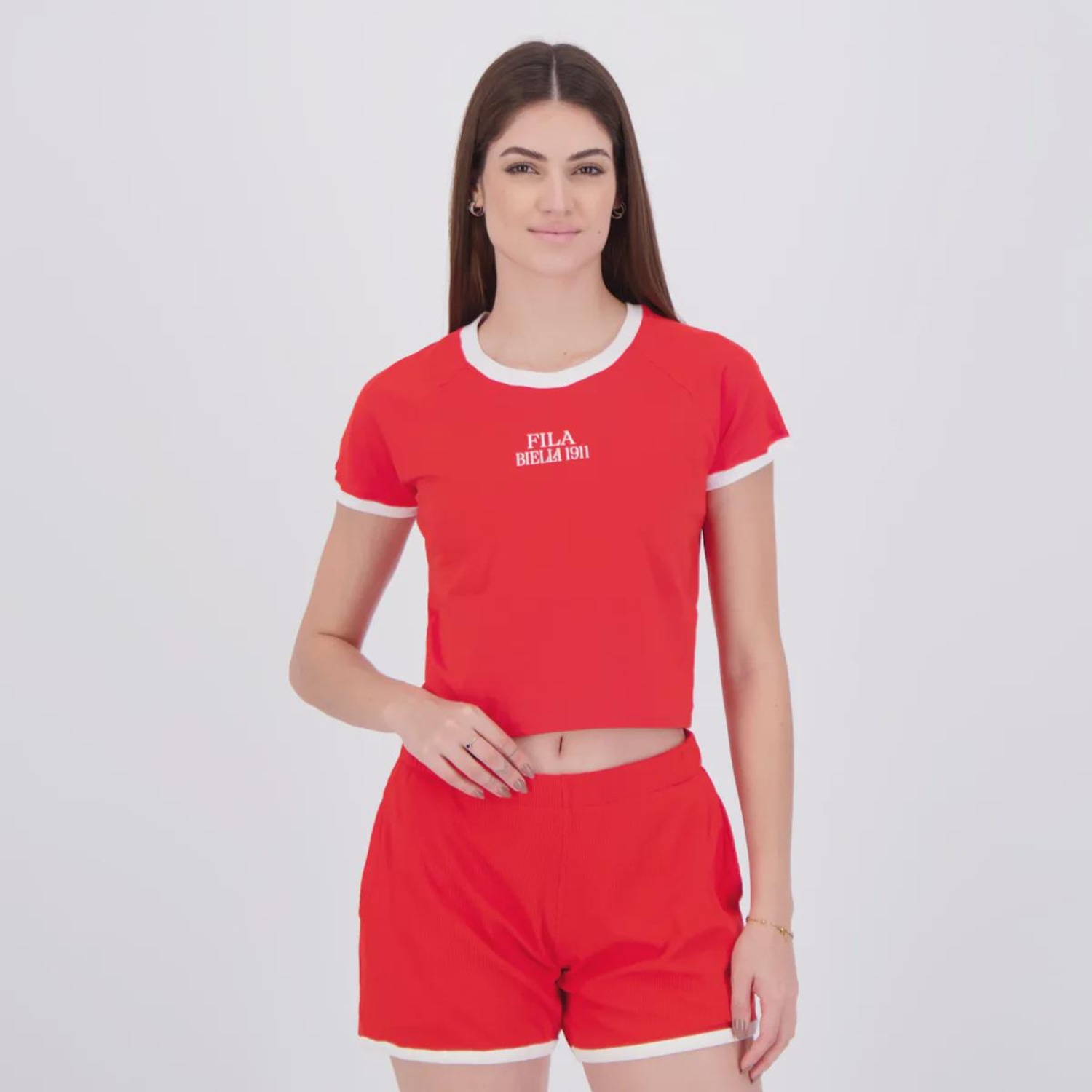Camiseta Cropped Fila Slim Letter Feminino - Foto 1
