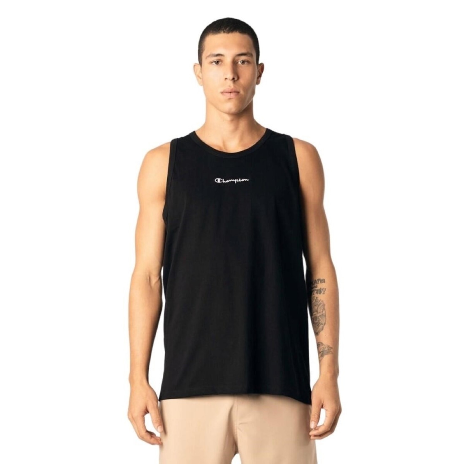 Camiseta Regata Champion Mini Logo Bordado 1C Masculina - Foto 1