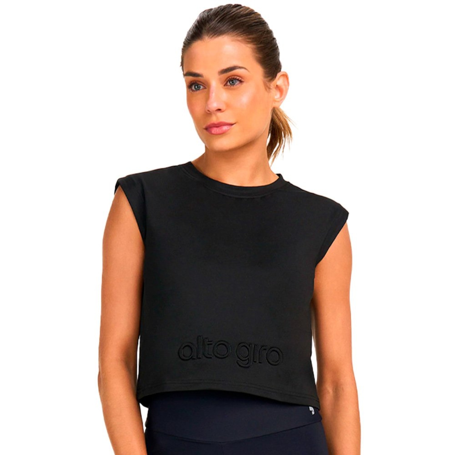 Camiseta Regata Alto Giro Relevo Feminina - Foto 1
