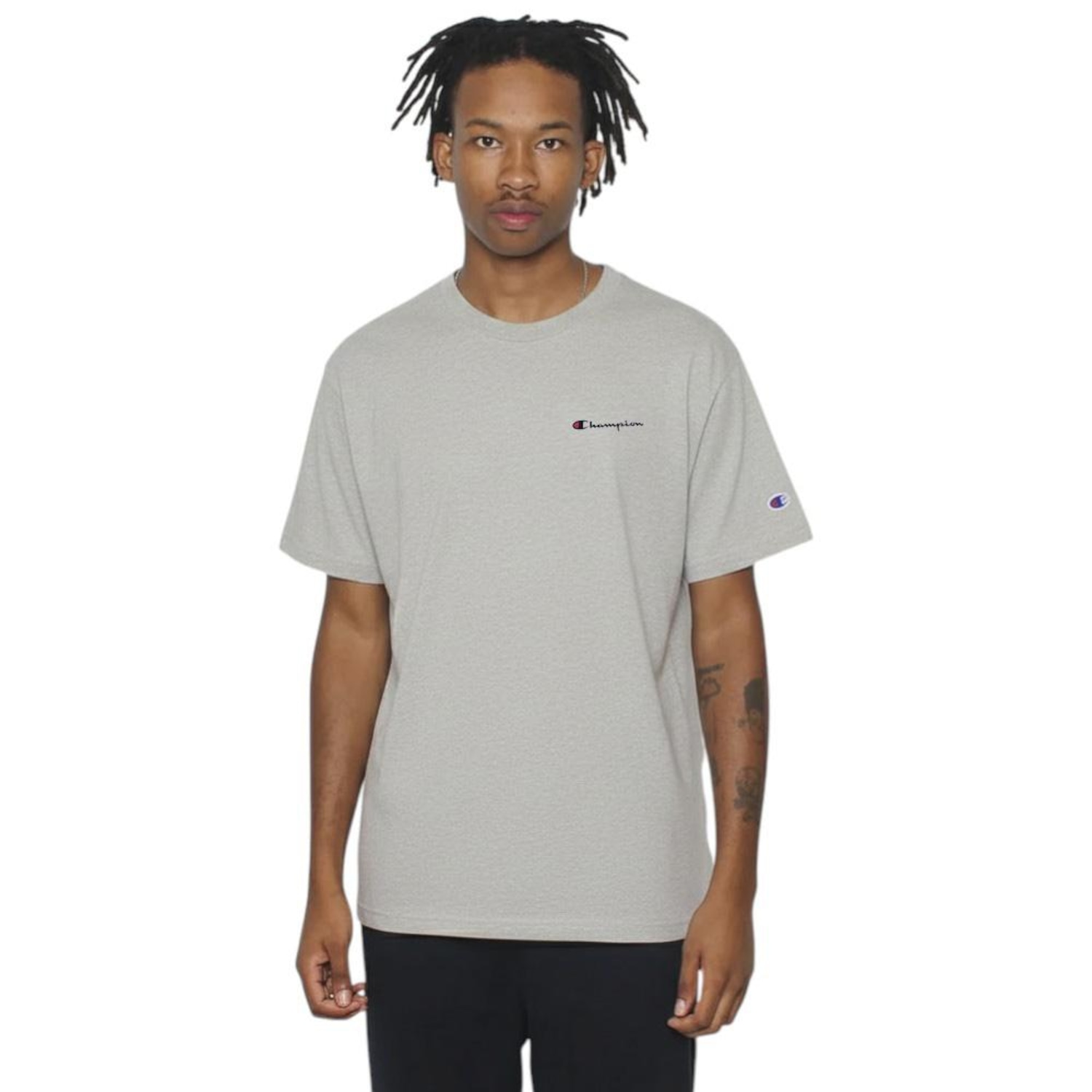 Camiseta Champion Ath Mini Script Logo Ink Concrete Masculina - Foto 1