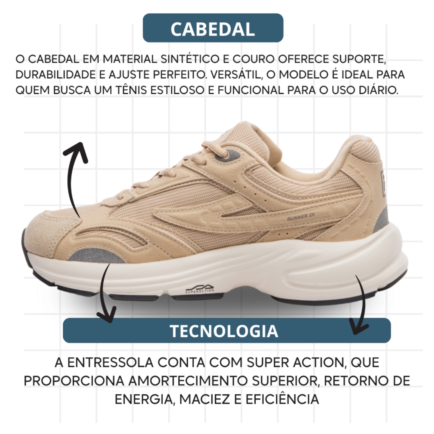 Kit Tênis Masculino Fila Runner 2K Se + 1 Par de Meia - Foto 3