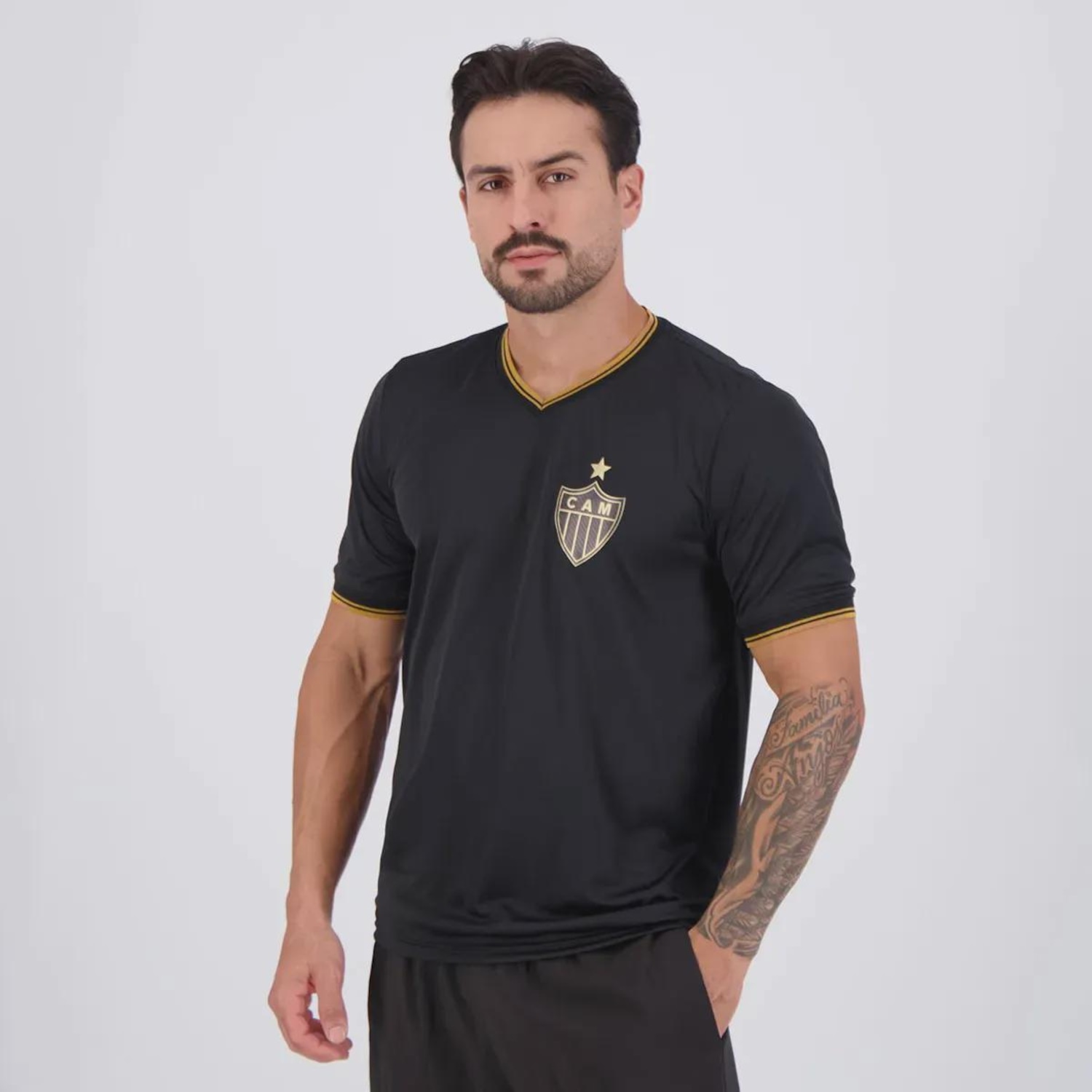 Camisa Atlético Mineiro Preta e Dourada 7 Hulk Masculino - Foto 4