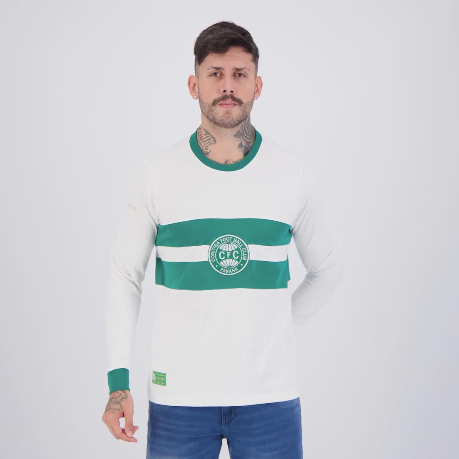 Camisa Coritiba Retrô 1976 Manga Longa Masculina - Foto 1