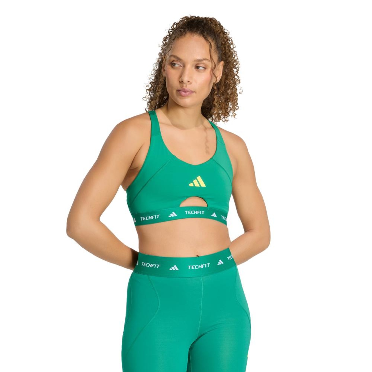 Top Suporte Médio adidas Techfit Workout Color Block Feminino - Foto 1