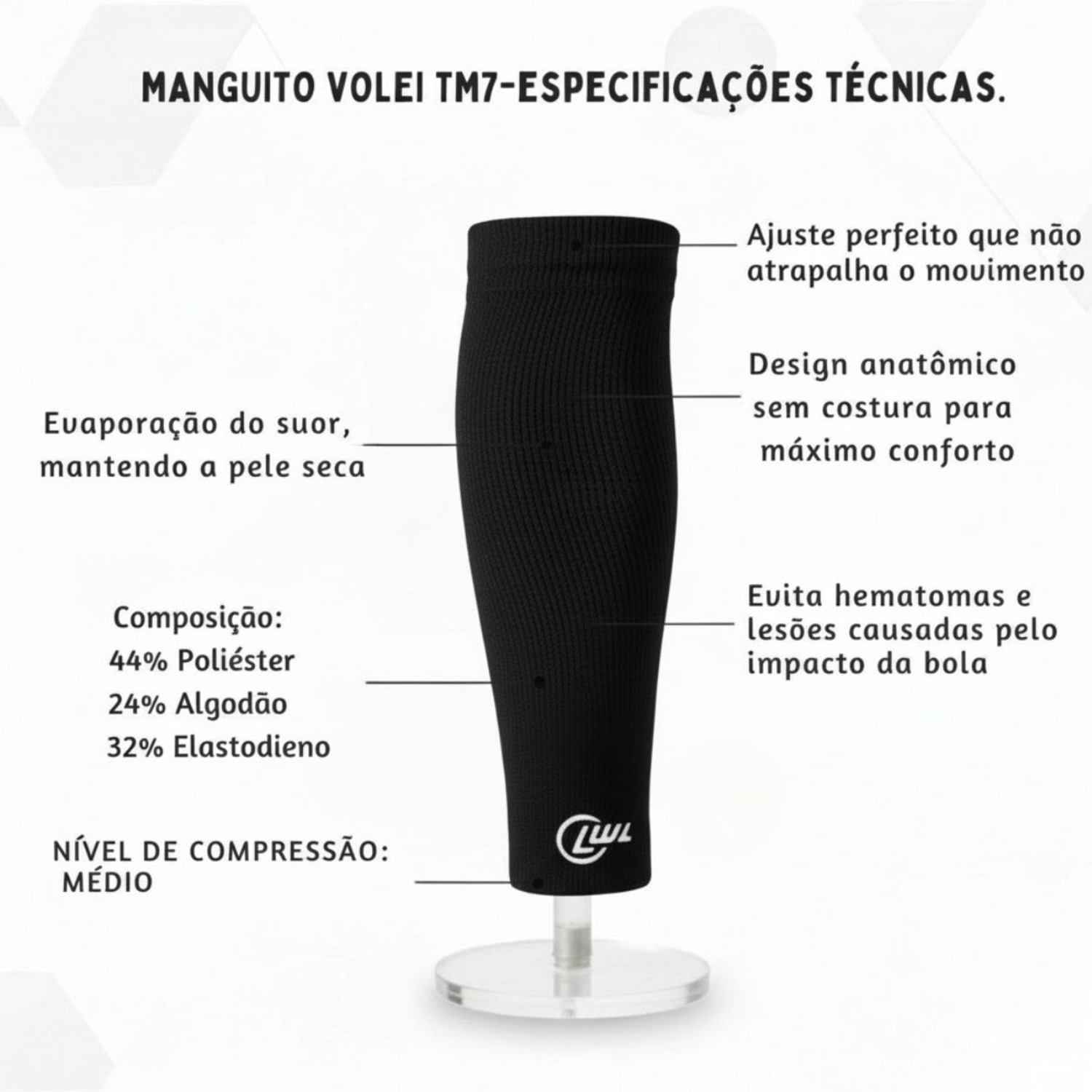 Kit Volei Joelheira Manguito Longo TM7 - Foto 4