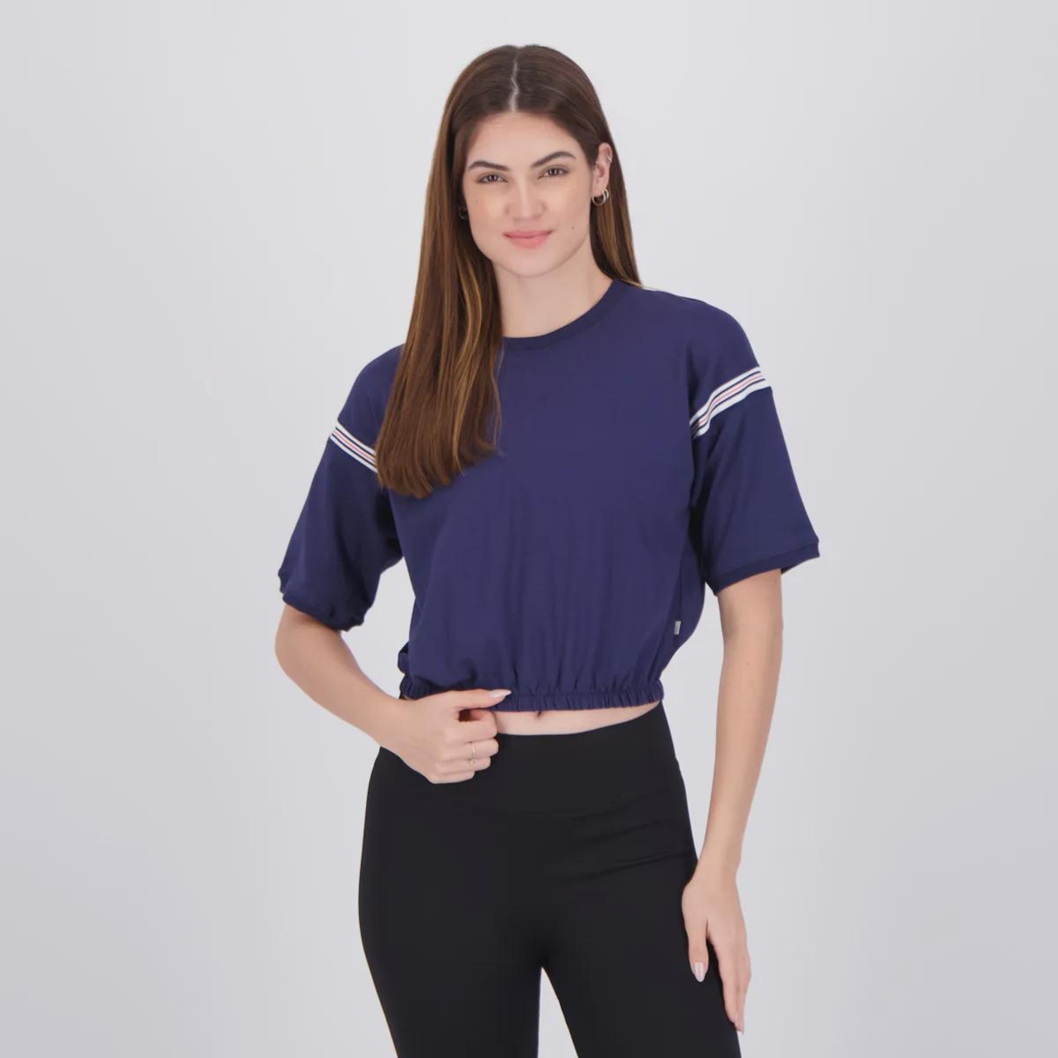 Camiseta Cropped Fila Chevron Letter Feminino - Foto 1