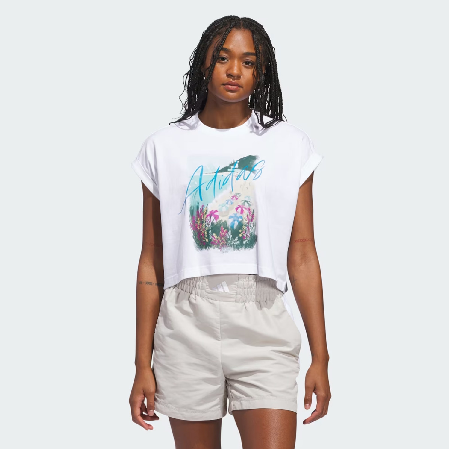 Camiseta Cropped adidas Destiadi 30 T Feminina - Foto 1