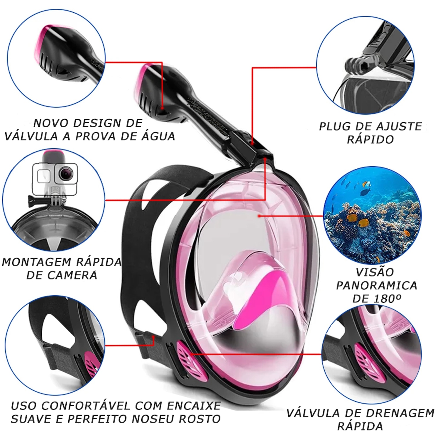 Mascara Subaquática de de Mergulho Gold Sports Full Face Confort IV Com Snorkel - Foto 2