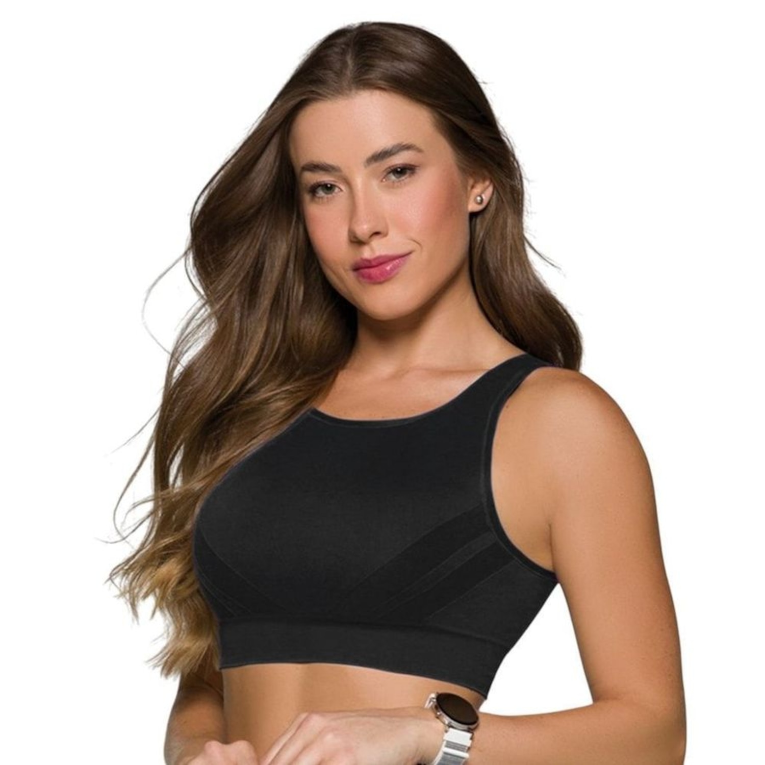 Top Cropped Selene Sem Costura Feminino - Foto 1