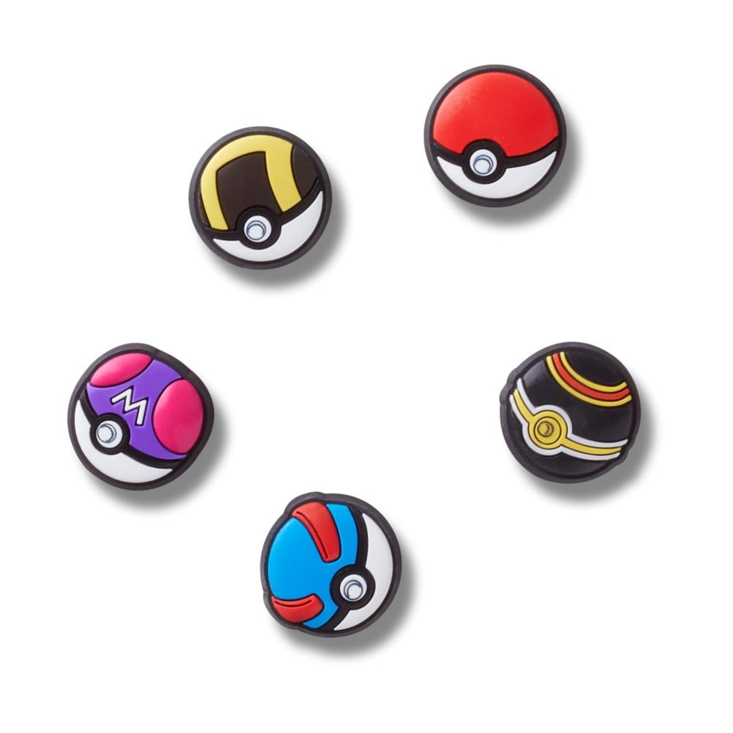 Kit Jibbitz Crocs Pokebola Pack com 5 Peças - Foto 1