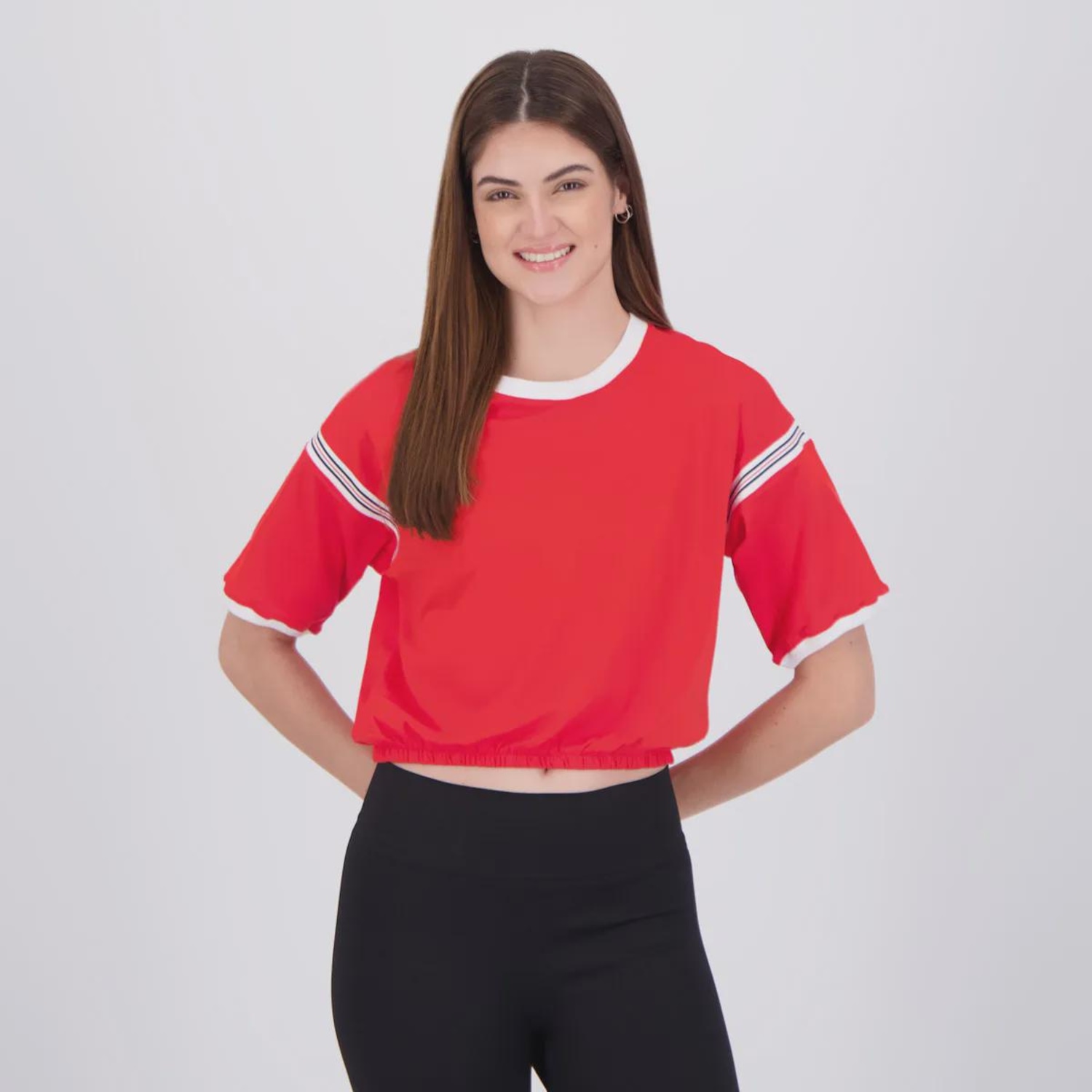 Camiseta Cropped Fila Chevron Letter Feminino - Foto 1