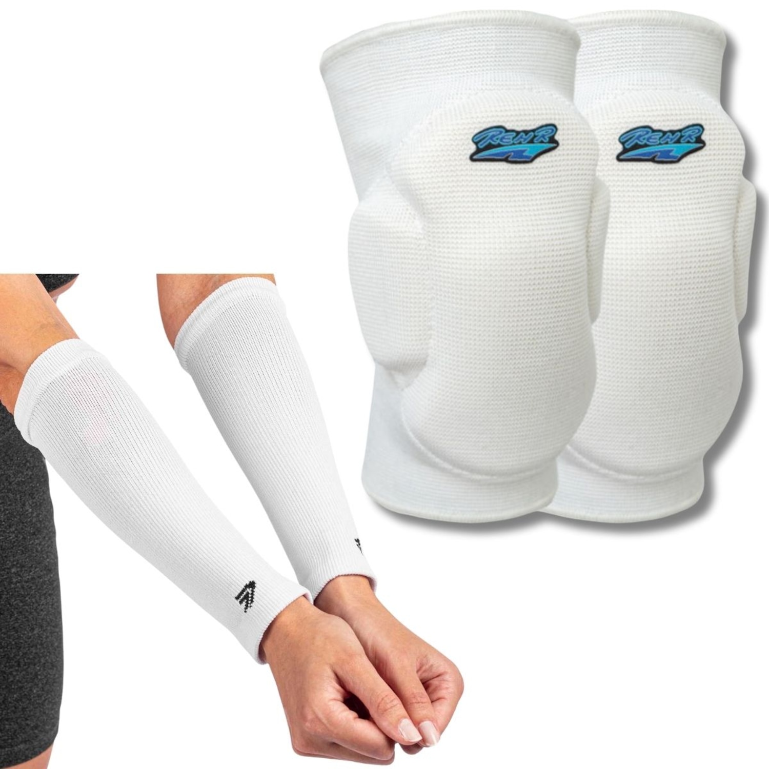 Kit Vôlei Joelheira Rehr Manguito Poker Power Profissional - Foto 1