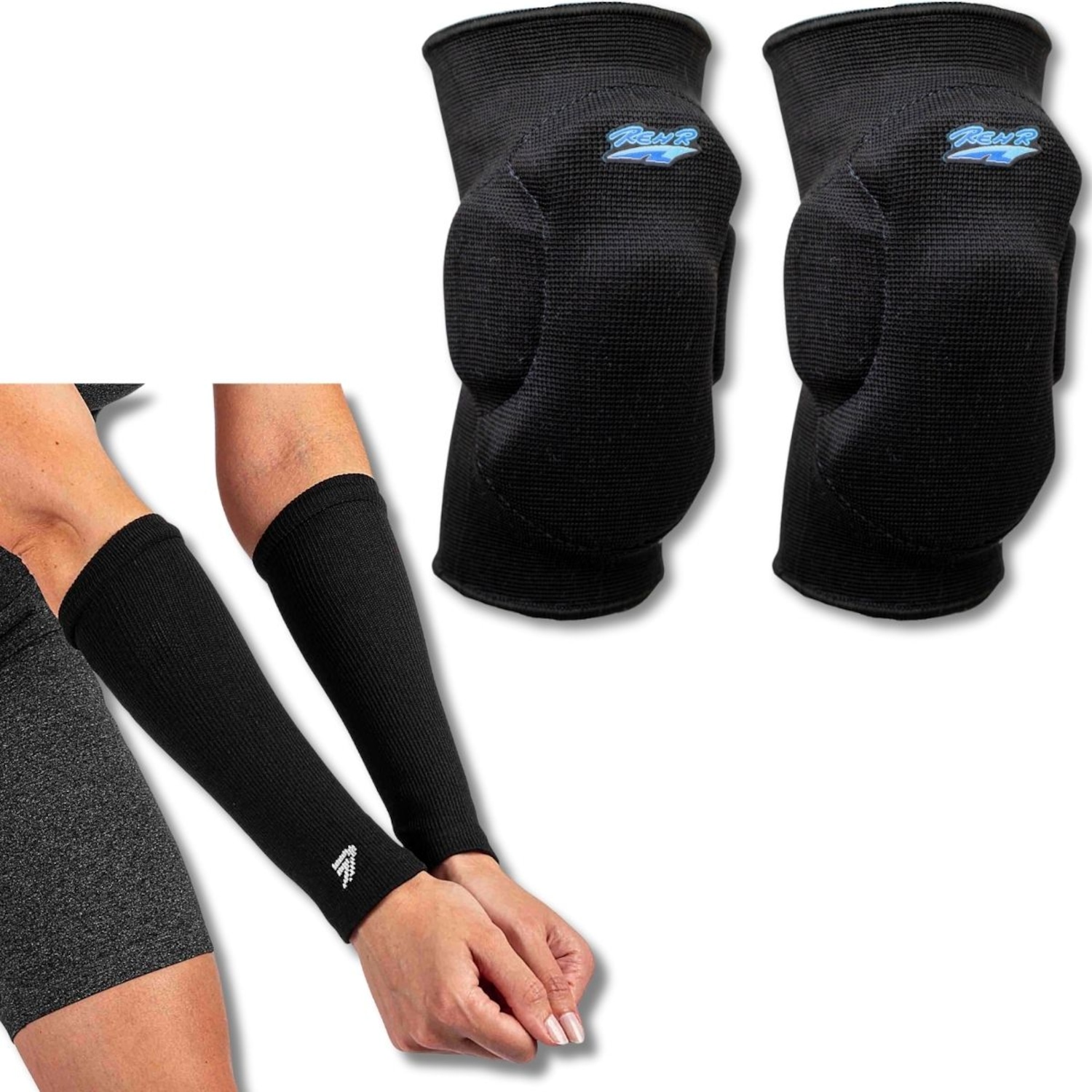 Kit Vôlei Joelheira Rehr Manguito Poker Power Profissional - Foto 1