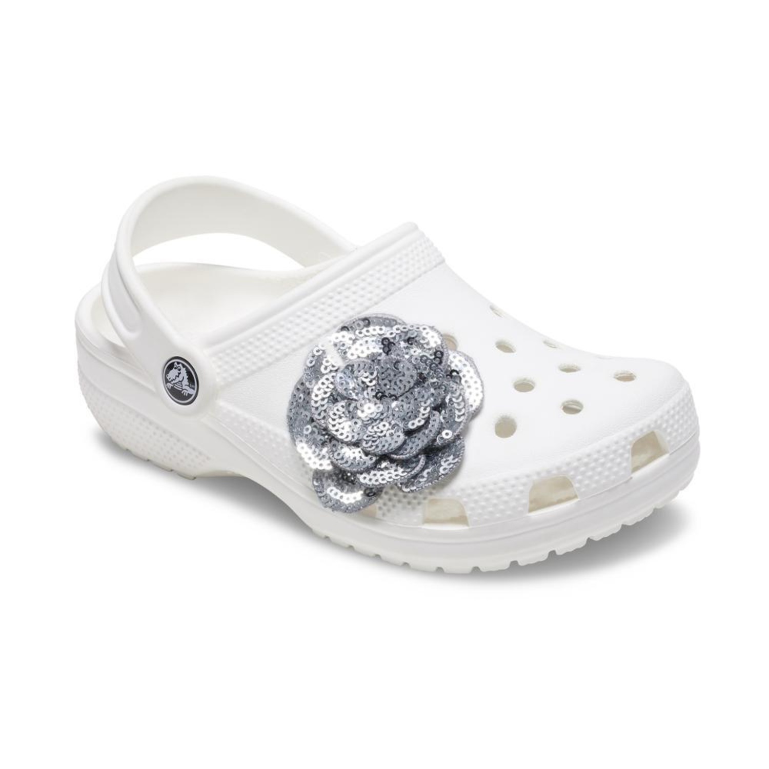 Jibbitz Crocs Flor Prata de Lantejoulas - Foto 2
