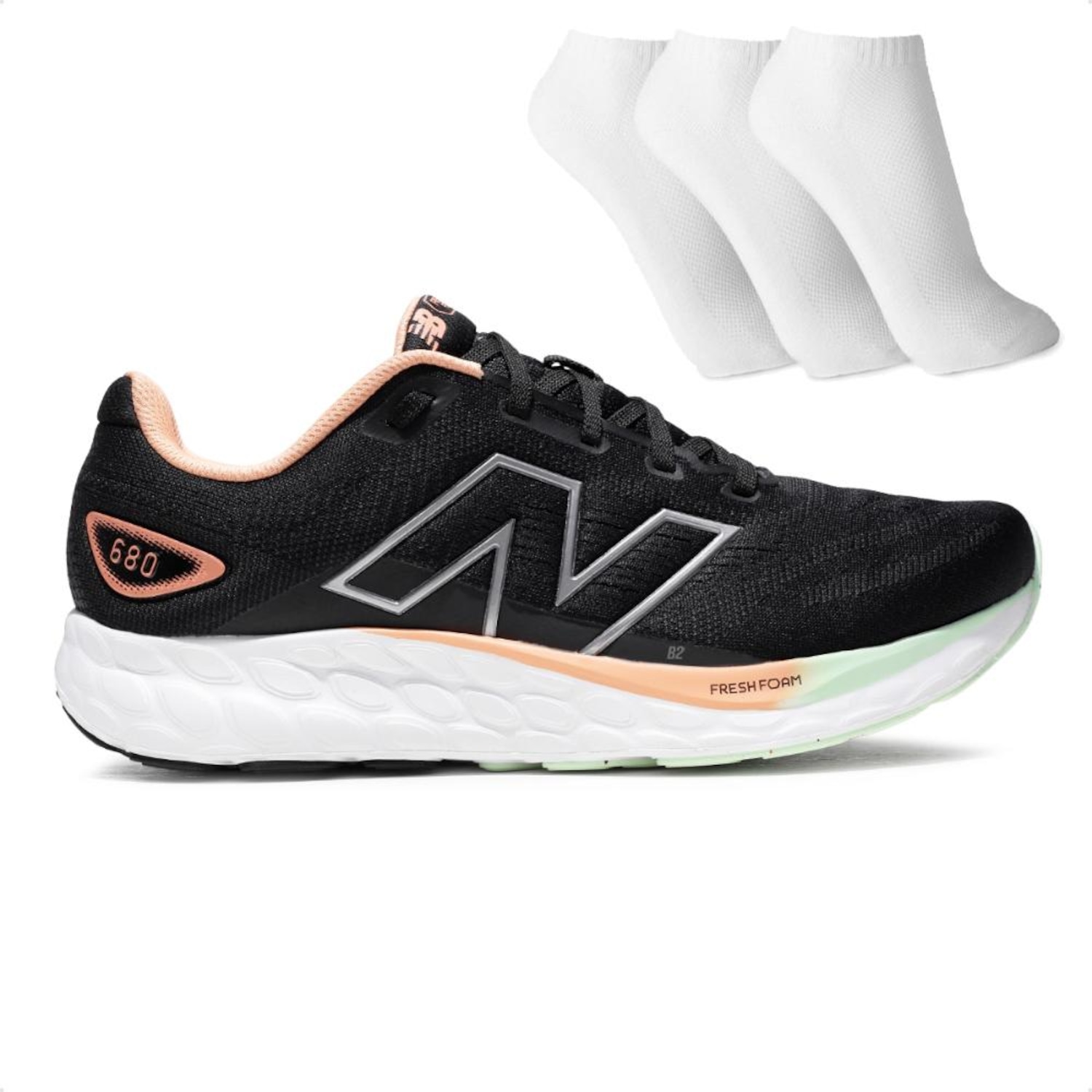 Tênis Feminino New Balance 680 V8 + 3 Pares de Meias - Foto 1